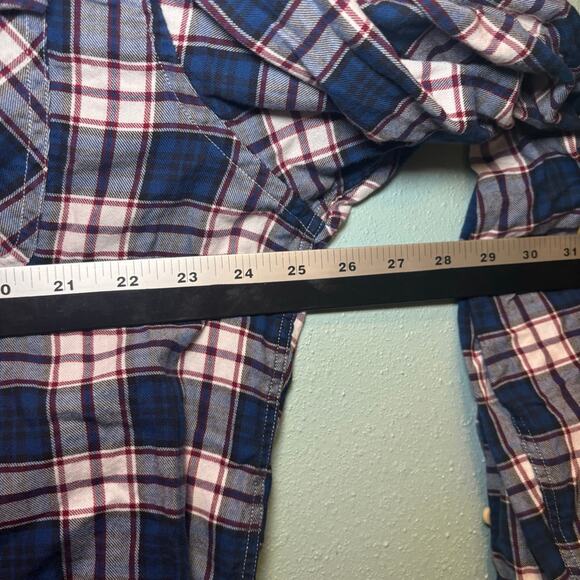 Men's Nautica XL Blue White Red Plaid Casual Button Down Shirt - Picture 6 of 8